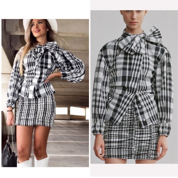 Zara plaid tie top - Picture 2 of 9